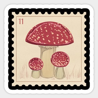 vintage mushroom stamp Sticker